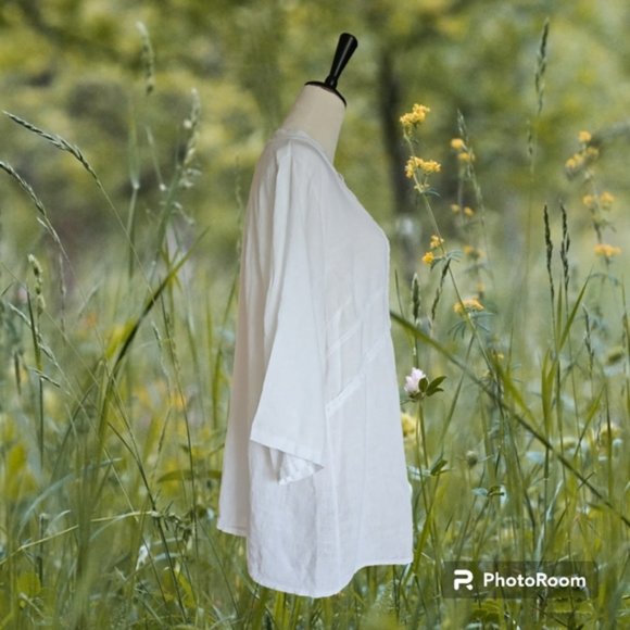NWT LUNGO L'ARNO White Linen Tunic size 1X - Picture 3 of 9